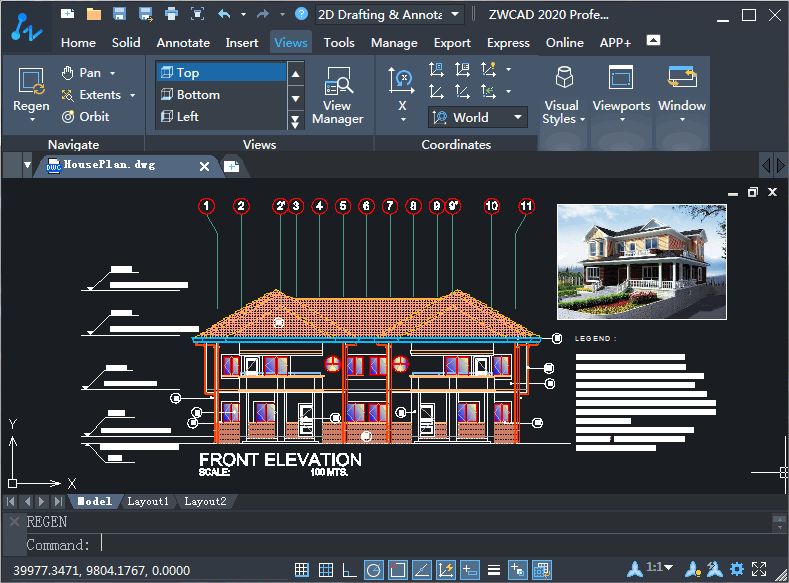 CAD drawing in ZWCAD